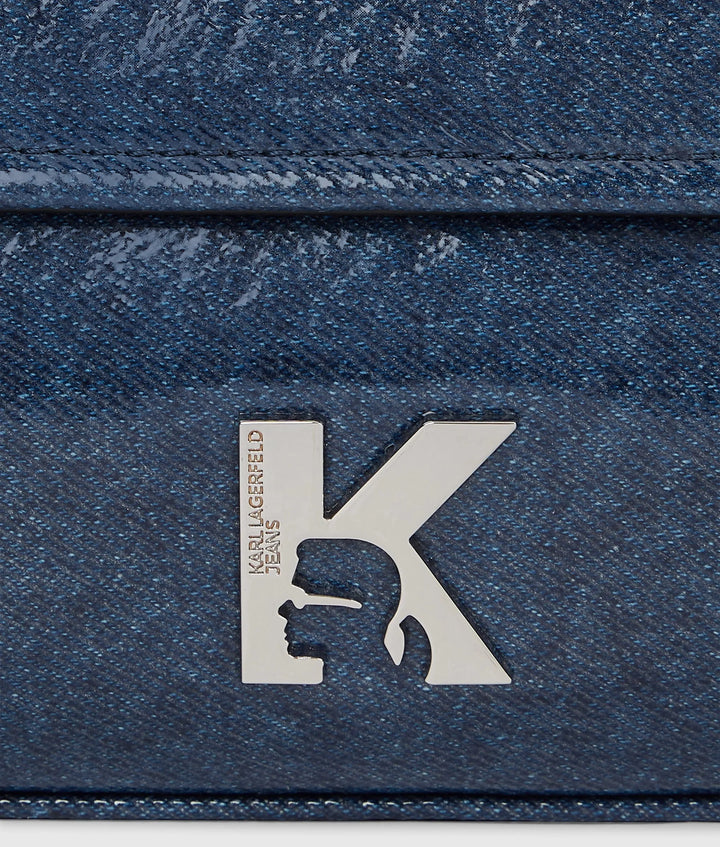 Karl Lagerfeld K Logo Elongated Denim Τσάντα Ώμου – Washed Mid Blue – εναλλακτική όψη 5