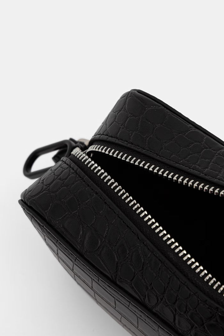 Karl Lagerfeld Logo Quote Μικρή Camera Τσάντα – Μαύρο – εναλλακτική όψη 4