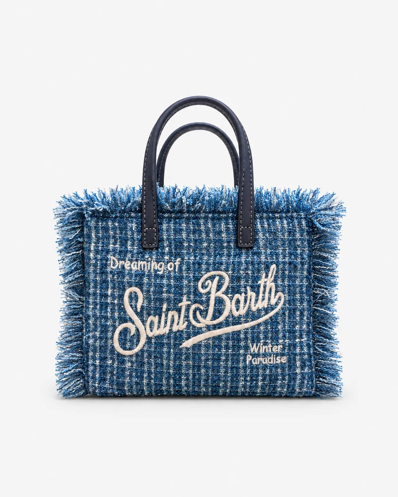Sac Vanity Mini en tweed MC2 Saint Barth, coloris bleu clair – image du produit 01