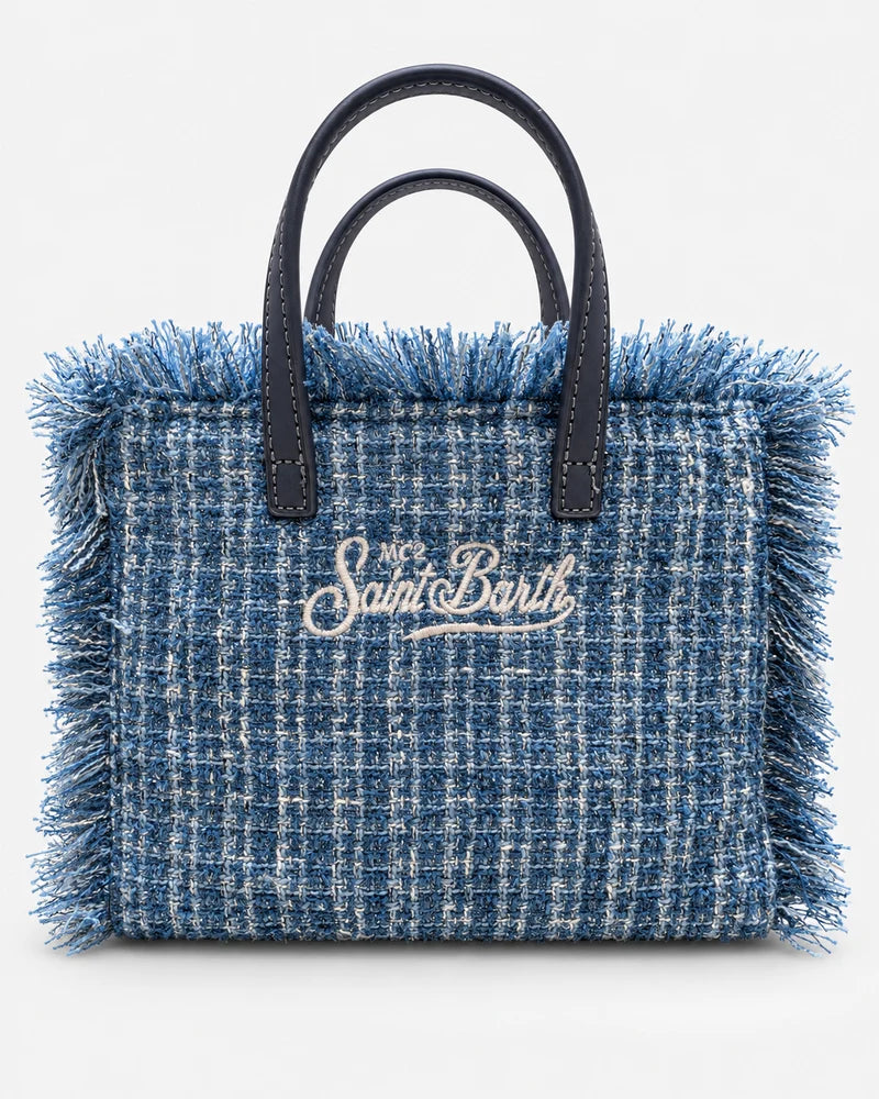 Τσάντα Vanity Mini από tweed της MC2 Saint Barth σε ανοιχτό μπλε – εικόνα προϊόντος 03