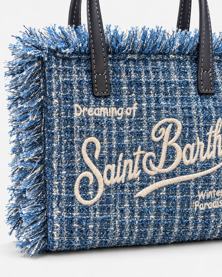 Τσάντα Vanity Mini από tweed της MC2 Saint Barth σε ανοιχτό μπλε – εικόνα προϊόντος 05