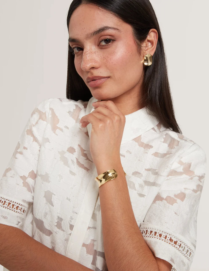 Ted Baker Khayt قميص Boxy محكم الملمس | أبيض – عرض بديل 3