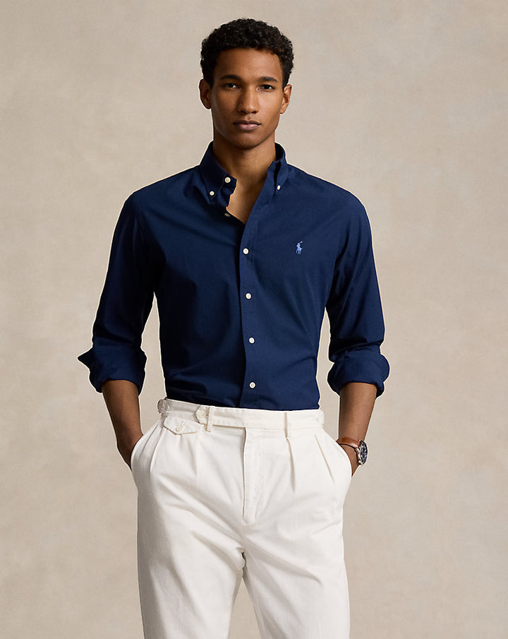 Custom Fit 弹力府绸衬衫 Ralph Lauren | Newport Navy, 视图 1