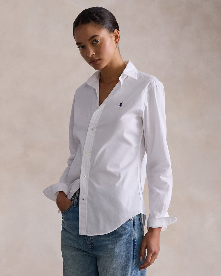 Ralph Lauren Damen Slim Fit Baumwollbluse: Weiß – alternative Ansicht