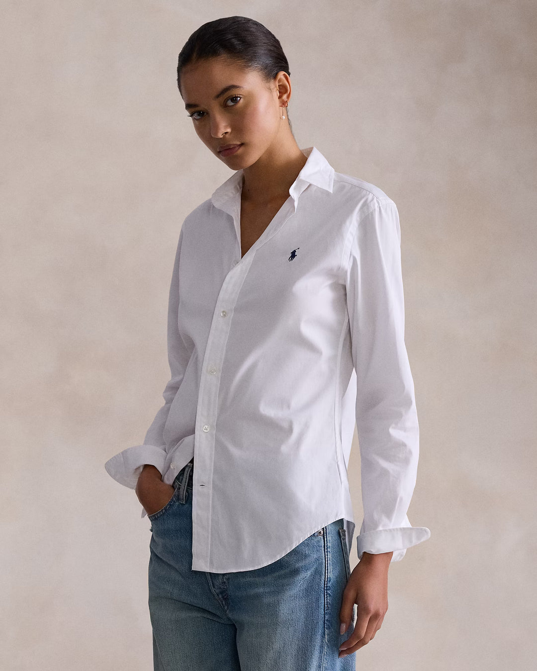 Ralph Lauren Camisa Mujer Algodón Slim Fit: Blanca – vista alternativa
