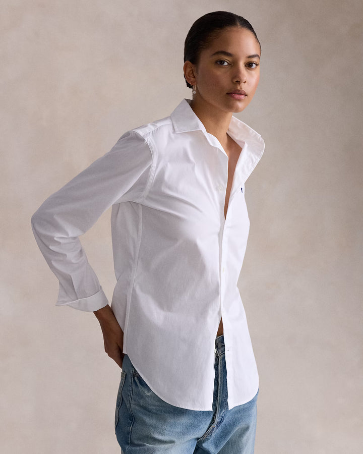 Ralph Lauren Camisa Mujer Algodón Slim Fit: Blanca – vista alternativa