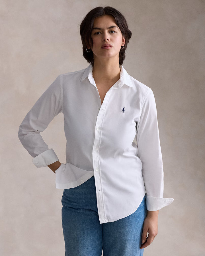 Ralph Lauren Camisa Mujer Algodón Slim Fit: Blanca – vista alternativa