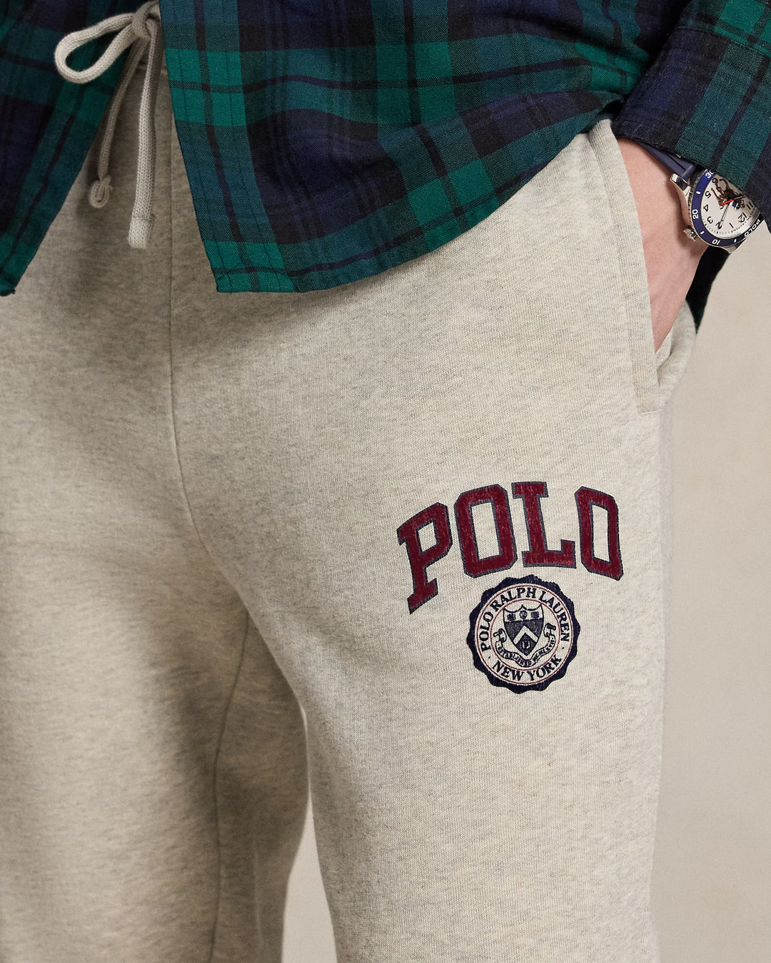 Ralph Lauren Παντελόνι Φόρμας Φλις με Λογότυπο | Γκρι Μελανζέ – όψη προϊόντος 03