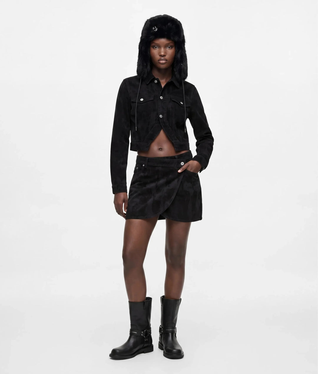 Karl Lagerfeld Velvet Denim Mini Φούστα – Velvet Black