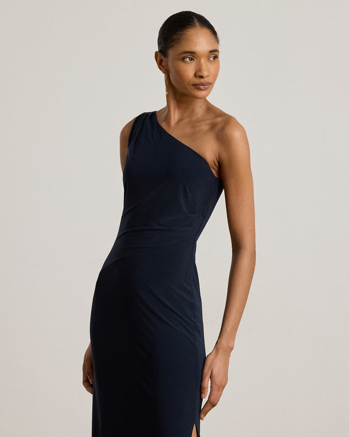 Lauren Ralph Lauren 单肩 Jersey 长礼服，Navy