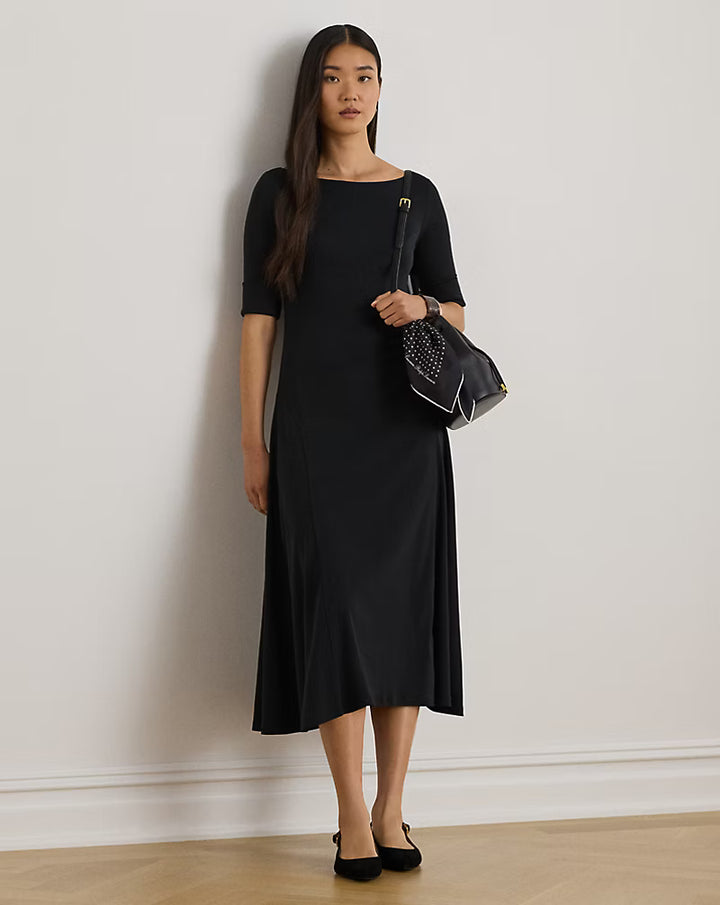 Lauren Ralph Lauren Rib-Knit Midi Φόρεμα: Μαύρο