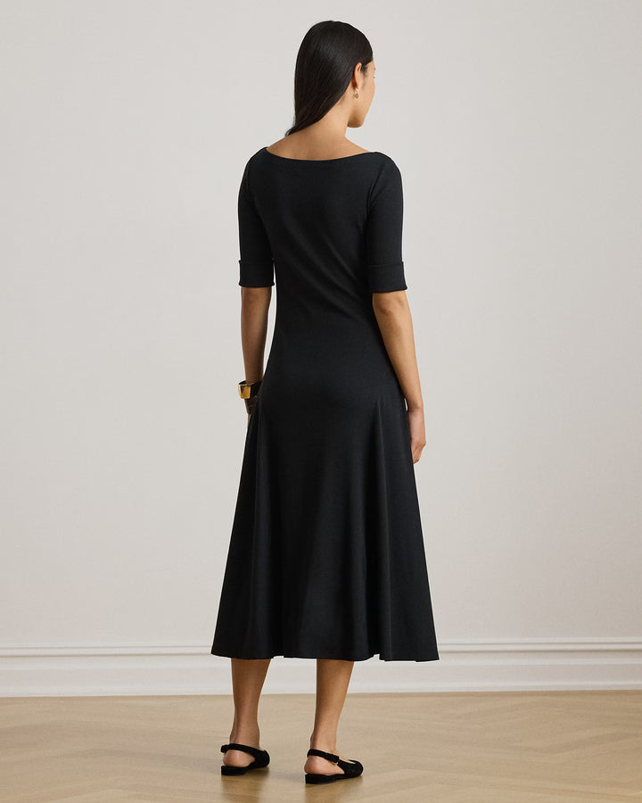 Lauren Ralph Lauren Rib-Knit Midi Φόρεμα: Μαύρο – εναλλακτική όψη