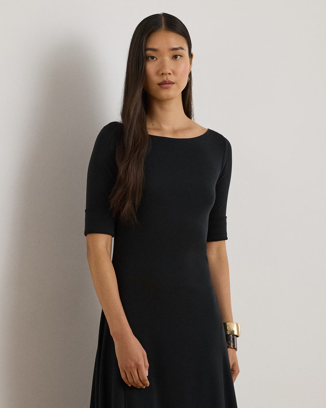 Lauren Ralph Lauren Rib-Knit Midi Φόρεμα: Μαύρο – εναλλακτική όψη