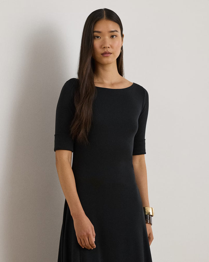 Lauren Ralph Lauren Rib-Knit Midi Φόρεμα: Μαύρο – εναλλακτική όψη