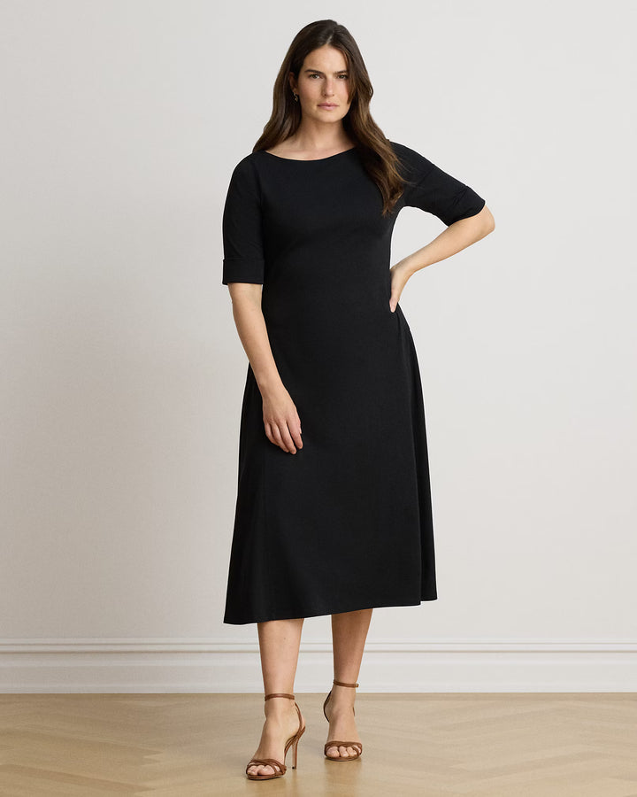 Lauren Ralph Lauren Rib-Knit Midi Φόρεμα: Μαύρο – εναλλακτική όψη