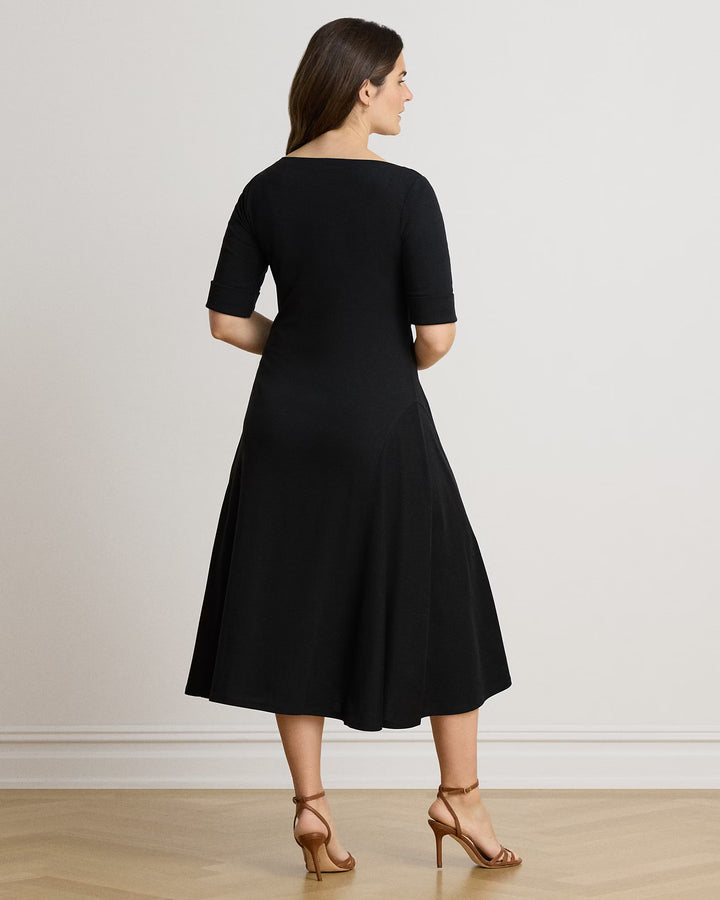 Lauren Ralph Lauren Rib-Knit Midi Φόρεμα: Μαύρο – εναλλακτική όψη