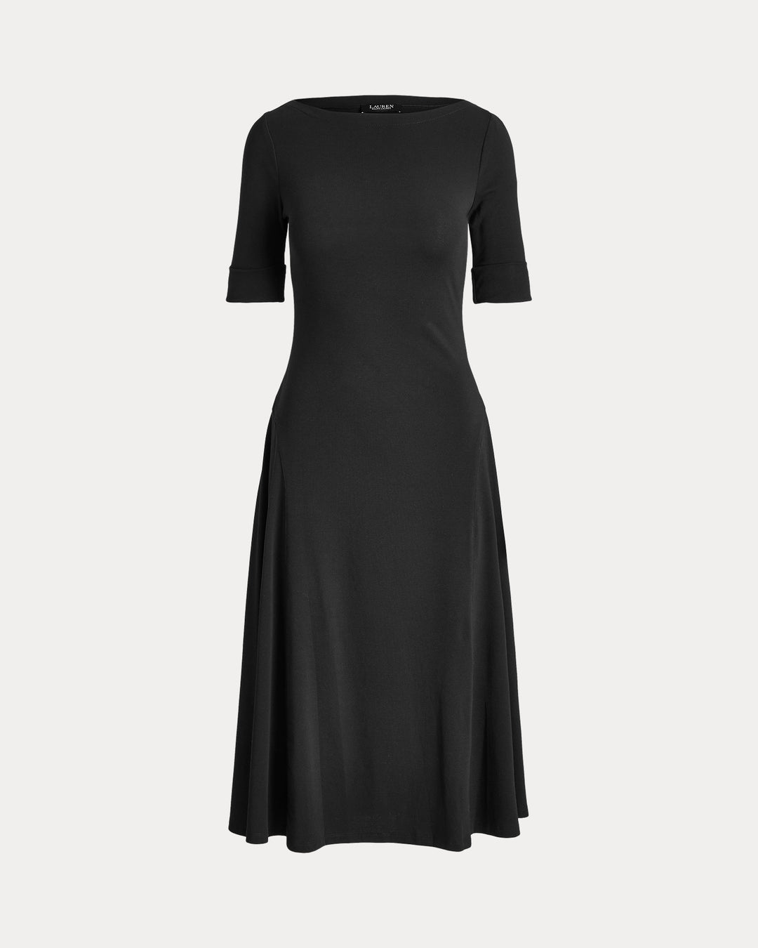 Lauren Ralph Lauren Rib-Knit Midi Φόρεμα: Μαύρο – φωτογραφία lifestyle