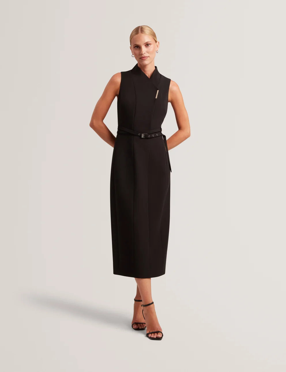 Ted Baker Hanlied Robe Midi Tailleur Sans Manches | Noir