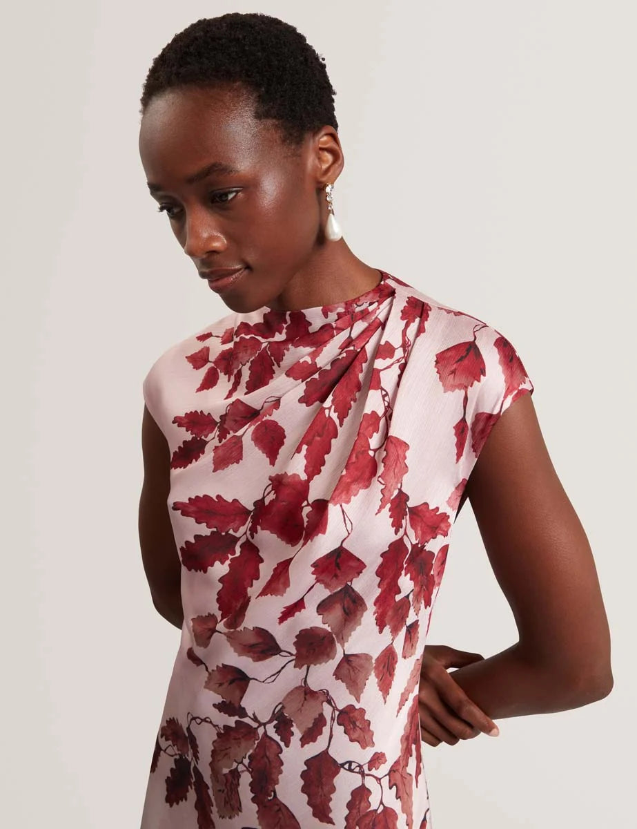 Ted Baker Jowra فستان ميدي بياقة منسدلة | ذهبي وردي – عرض بديل 3