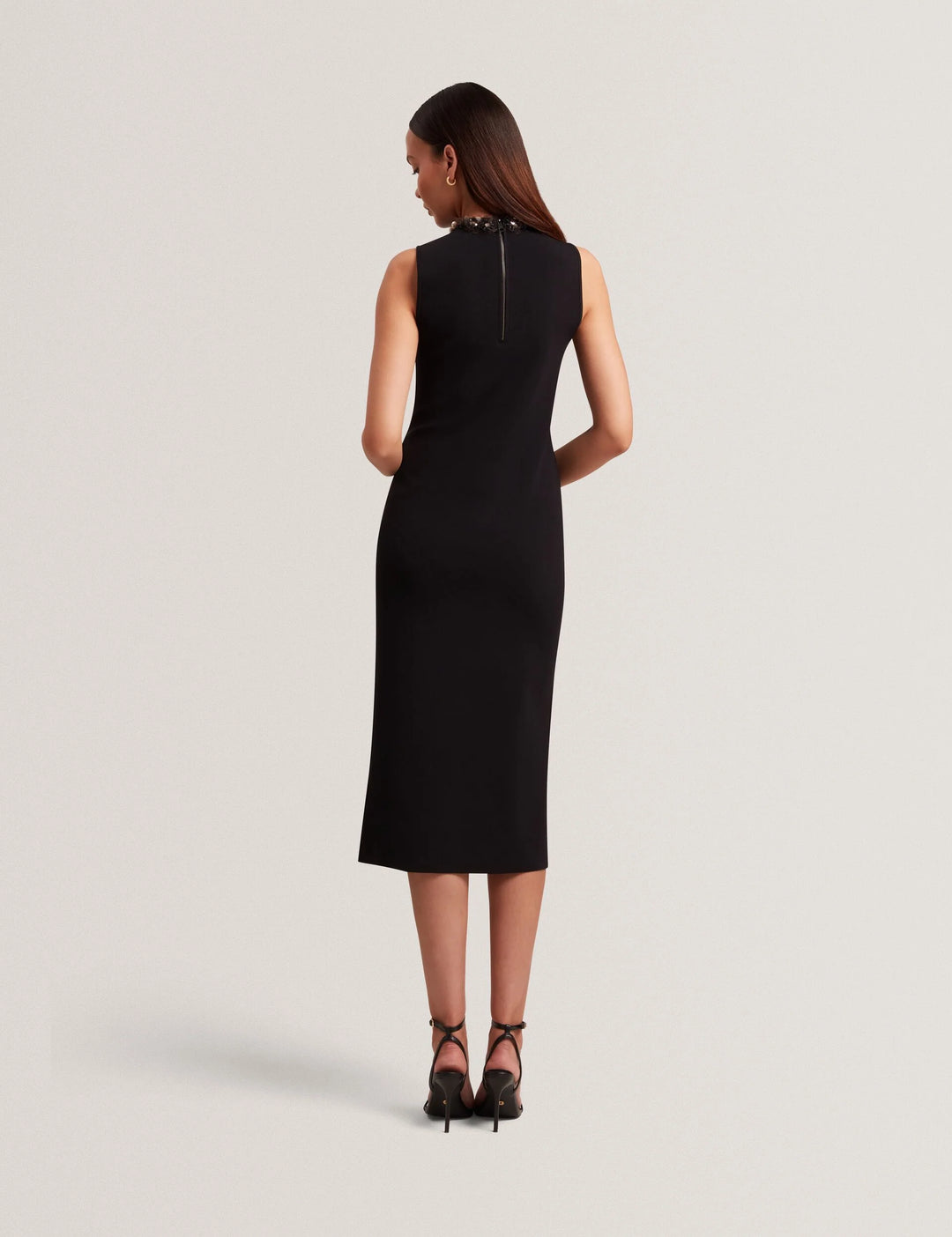 Ted Baker Sivra Vestido midi ajustado con adorno | Negro – vista alternativa 2