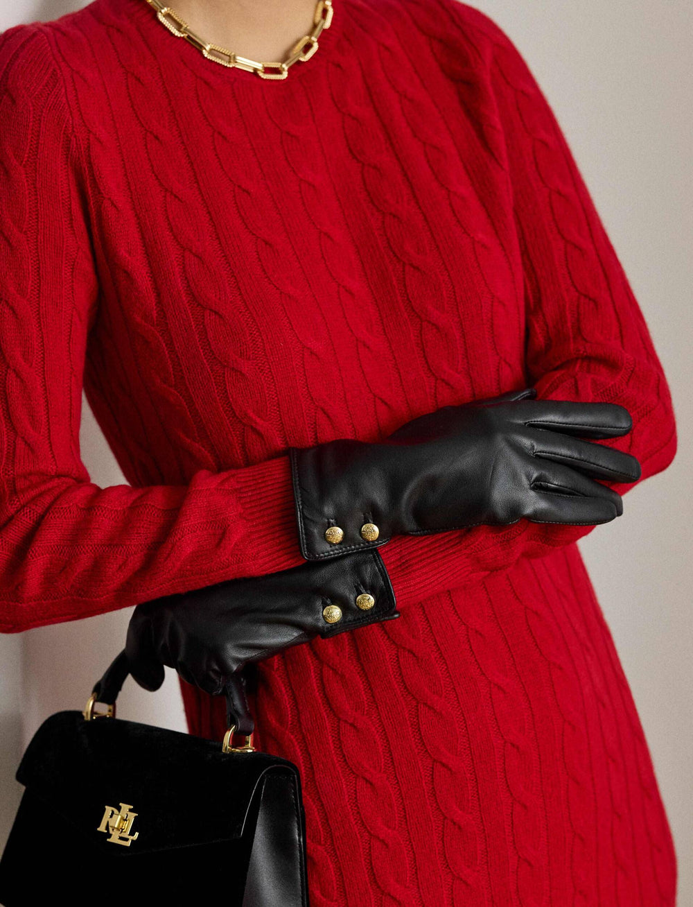 Lauren Ralph Lauren Γυναικεία Δερμάτινα Γάντια: Μαύρο – εναλλακτική όψη