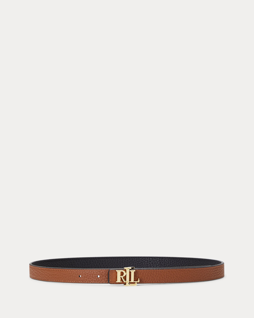 Lauren Ralph Lauren Wendbarer Skinny-Ledergürtel: Schwarz/Tan – alternative Ansicht