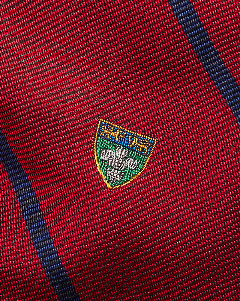 ربطة عنق Club ضيقة مخططة من حرير ريب Ralph Lauren | أحمر, منظر 1