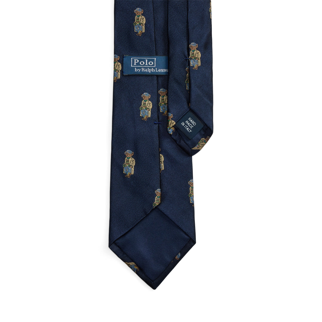 Cravatta Polo Bear in seta repp Ralph Lauren | Blu navy, vista 1
