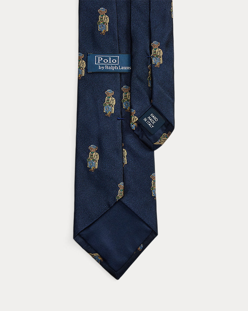 Cravatta Polo Bear in seta repp Ralph Lauren | Blu navy, vista 1