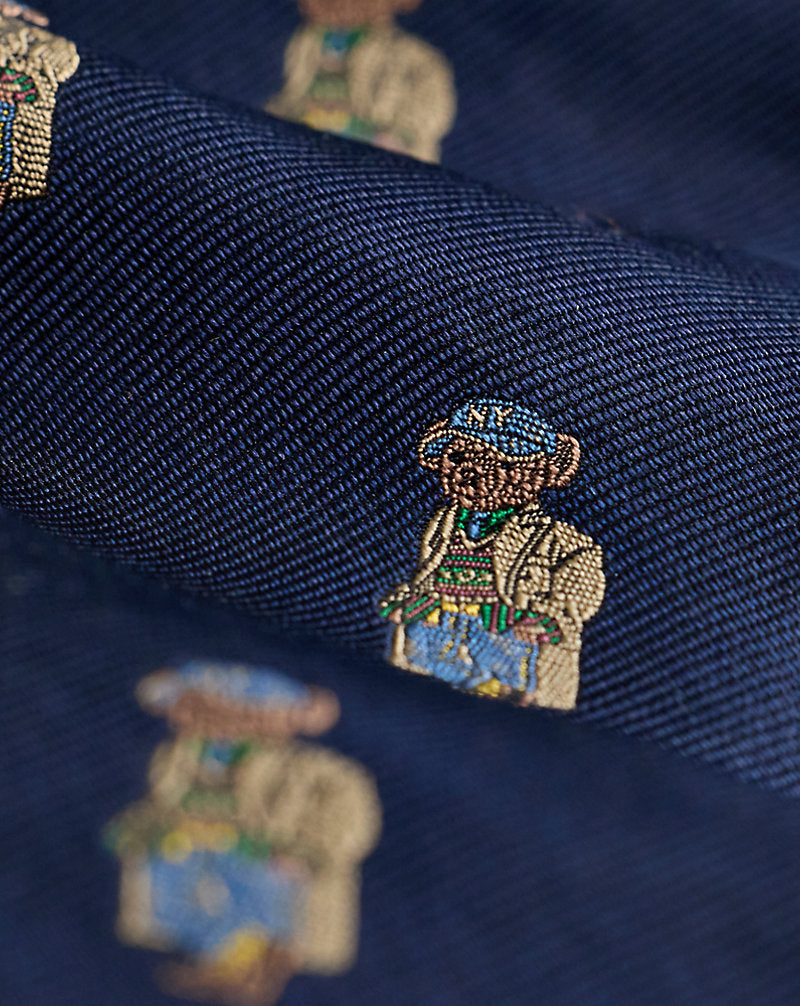 Cravatta Polo Bear in seta repp Ralph Lauren | Blu navy, vista 1