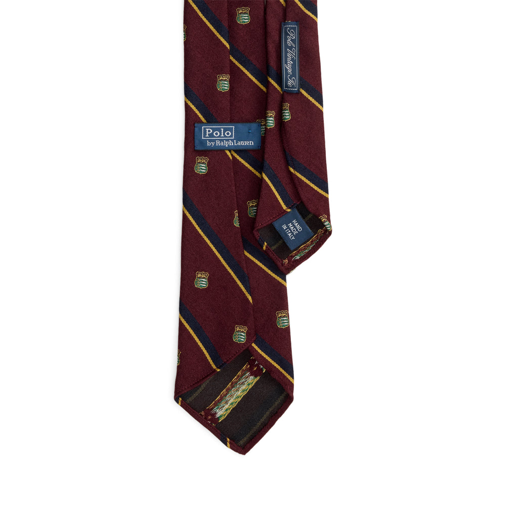 Vintage-Inspired Striped Club Tie by Ralph Lauren in Wine, view 1