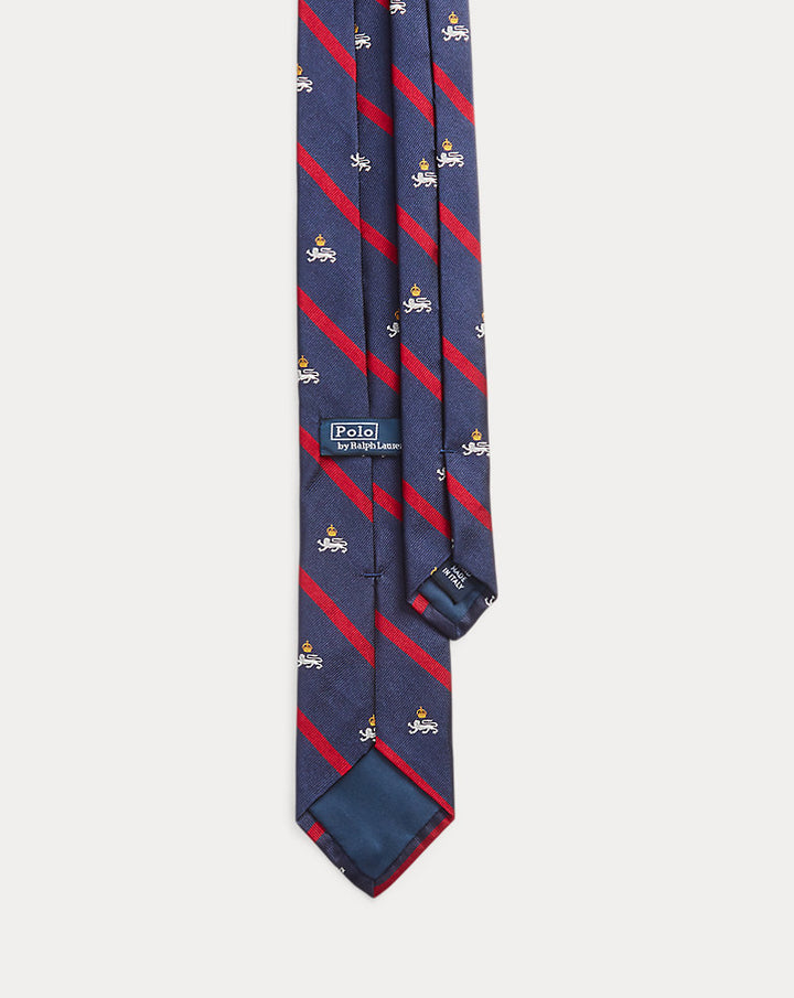 Cravate rayée en soie repp à motif lion Ralph Lauren | Bleu marine, vue 2