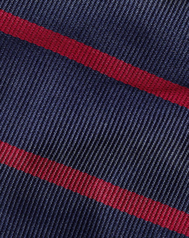 Cravatta stretta a righe in seta repp Ralph Lauren | Blu navy/Rosso, vista 1