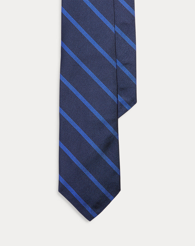 Cravatta stretta a righe in seta repp Ralph Lauren | Blu navy/Blu royal, vista 1