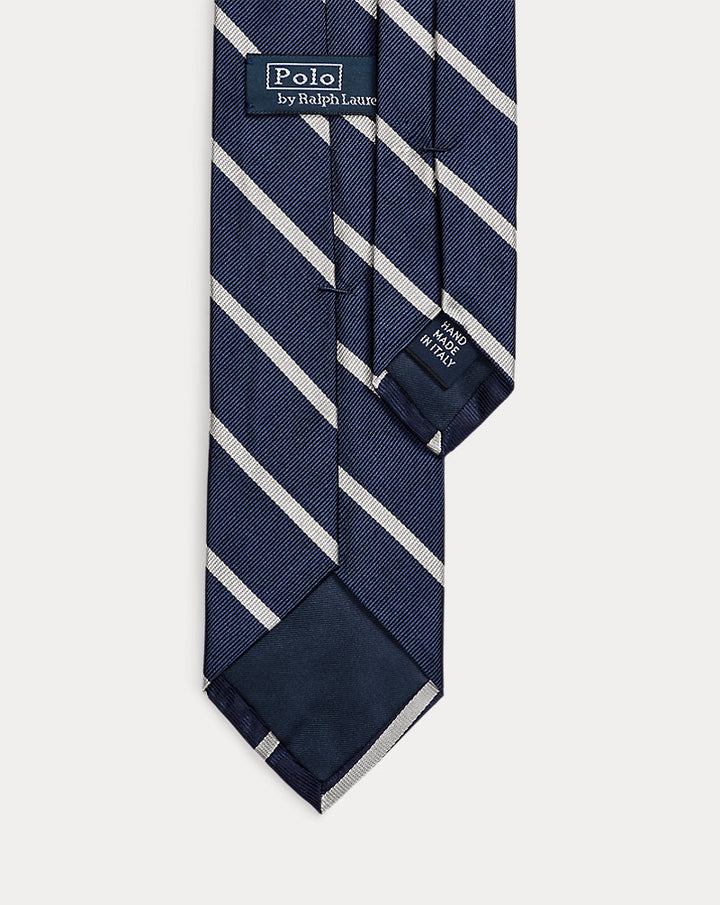 ربطة عنق مخططة من حرير ريب Ralph Lauren | أزرق داكن/أبيض, منظر 2