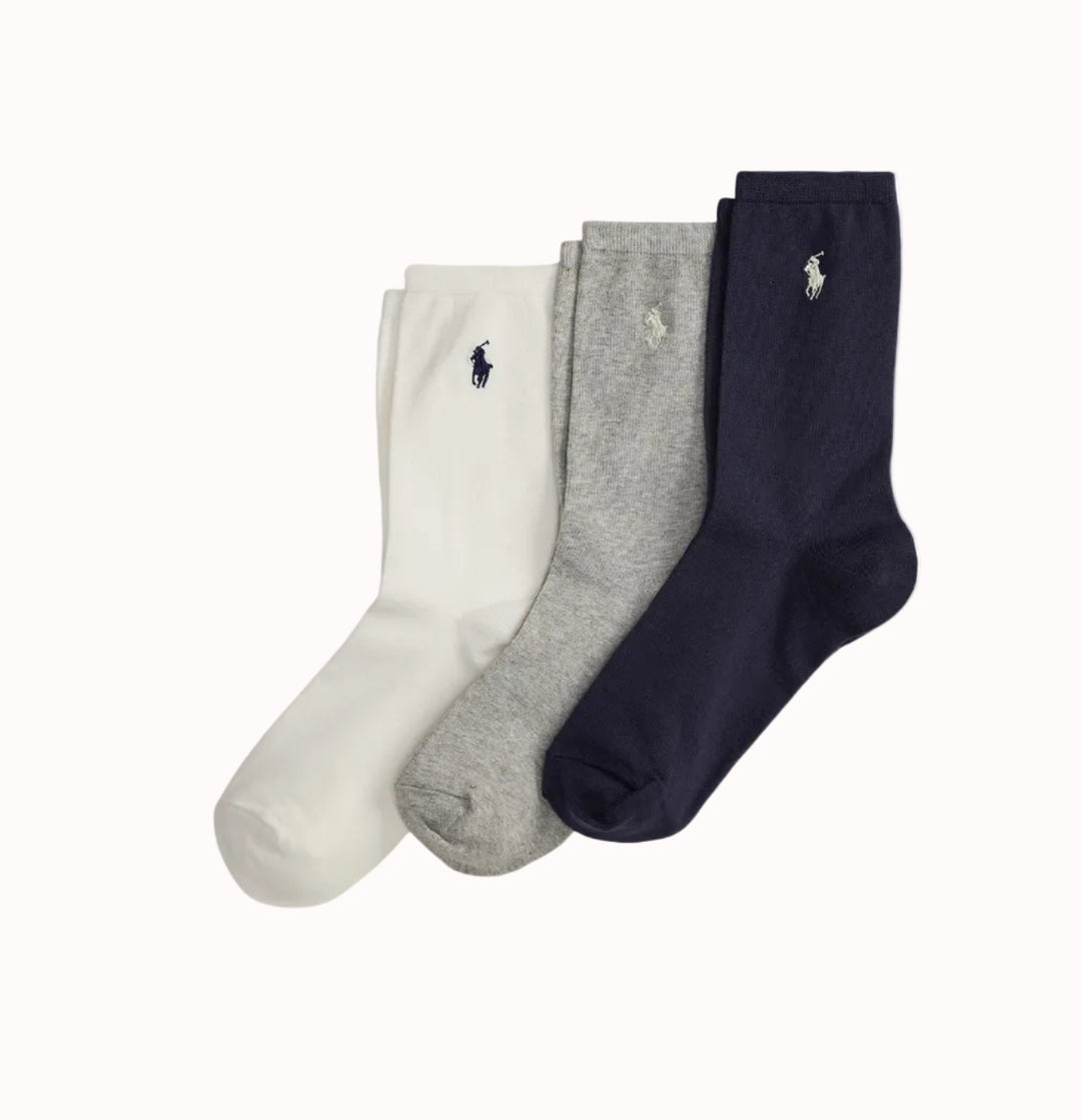Ralph Lauren Calze donna confezione da 3 paia | Bianco/Blu navy/Grigio – immagine del prodotto 01