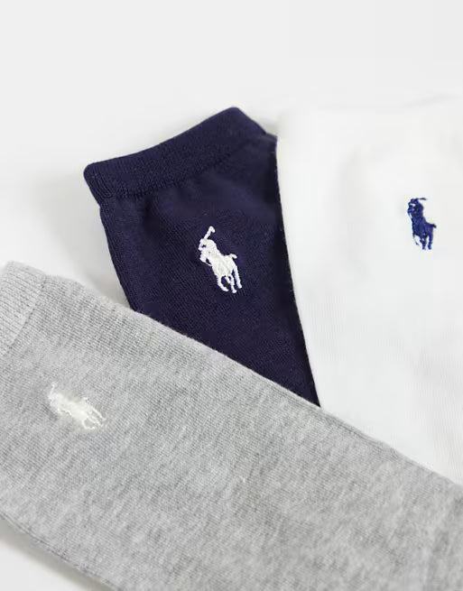 Ralph Lauren Calze donna confezione da 3 paia | Bianco/Blu navy/Grigio – immagine del prodotto 03