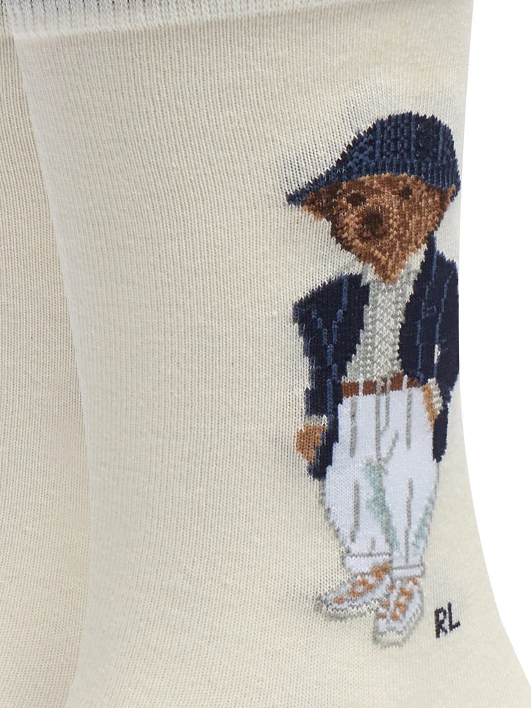 Ralph Lauren Calze donna con orsetto e righe confezione da 3 paia | Avorio/Righe – immagine del prodotto 03