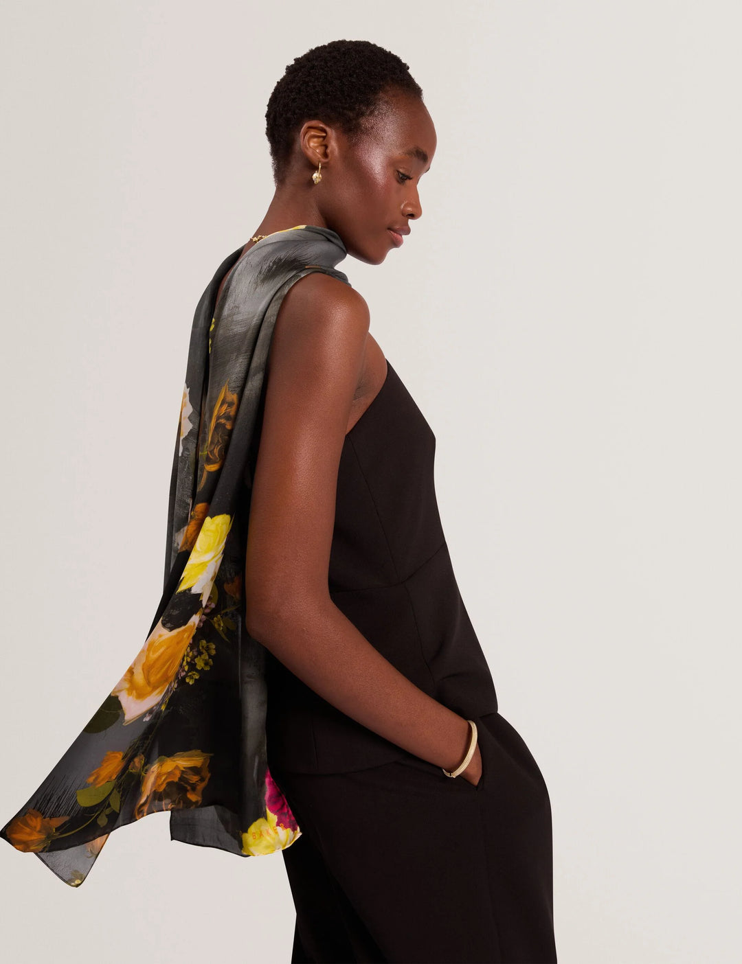 Ted Baker Neeah 长款真丝围巾 | 黑色 – 其他视图 2