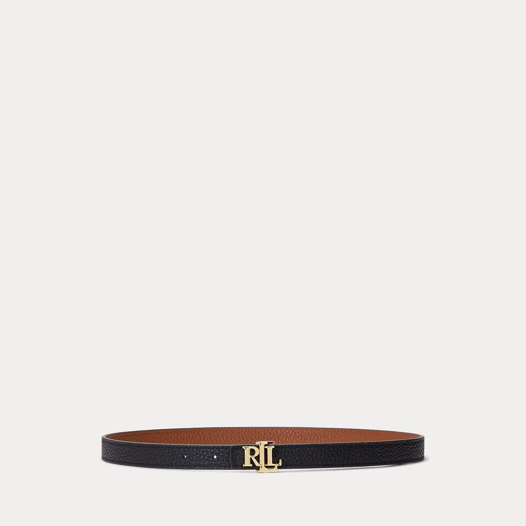 Lauren Ralph Lauren Αναστρέψιμη Skinny Ζώνη: Μαύρο/Ταμπά