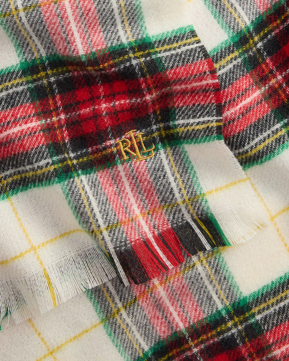 Lauren Ralph Lauren women's Plaid Scarf & Knit Beanie Gift Set in Cream – alternate view