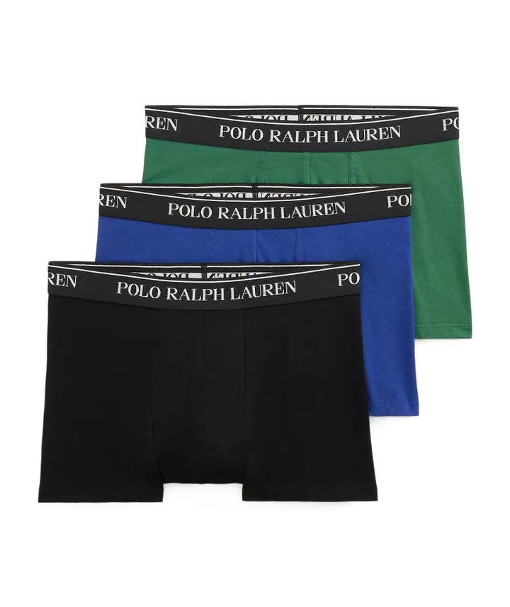 Ralph Lauren بوكسر كلاسيكي رجالي من قطن مطاطي طقم من 3 | أسود/أخضر/أزرق – صورة المنتج 01