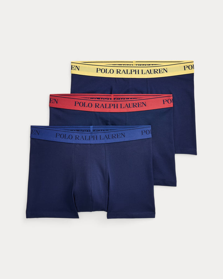 Ralph Lauren 3er-Pack klassische Trunks aus Stretch-Baumwolle | Marineblau/Rot/Gelb