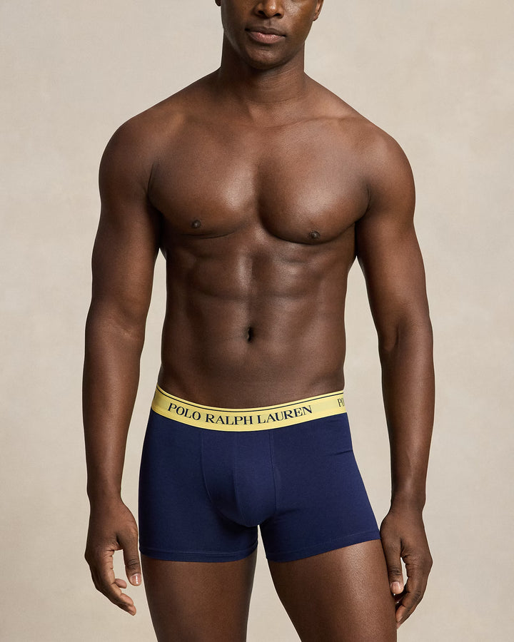 Ralph Lauren 3er-Pack klassische Trunks aus Stretch-Baumwolle | Marineblau/Rot/Gelb – alternative Ansicht 3