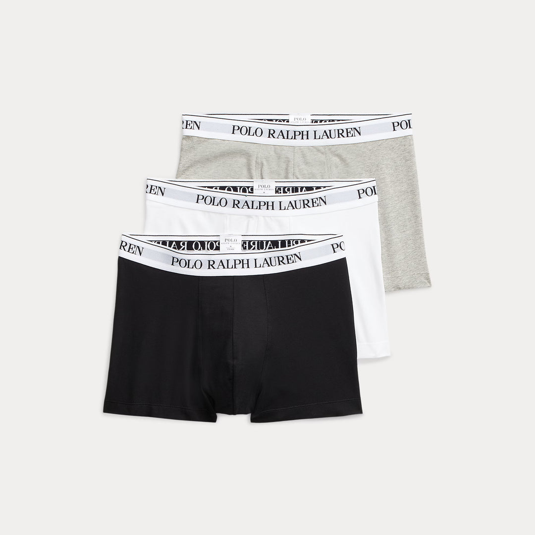 Ralph Lauren 3er-Pack klassische Trunks aus Stretch-Baumwolle | Weiß/Schwarz/Grau