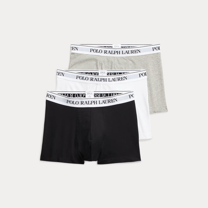 Ralph Lauren 3er-Pack klassische Trunks aus Stretch-Baumwolle | Weiß/Schwarz/Grau
