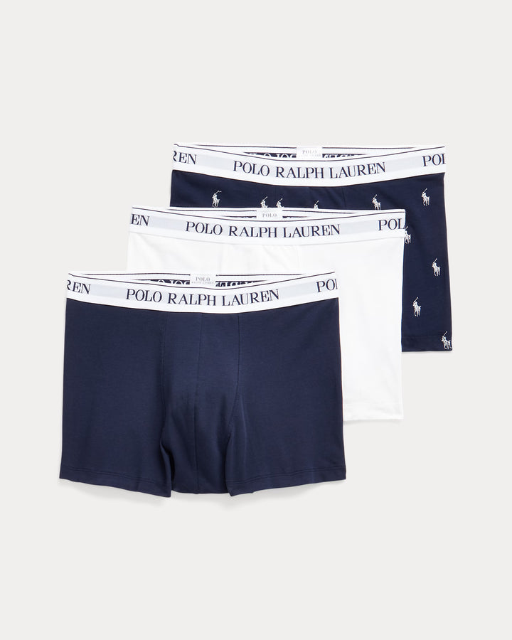 Ralph Lauren Classic Stretch-Cotton Trunk 3-Pack | White/Navy/Pony