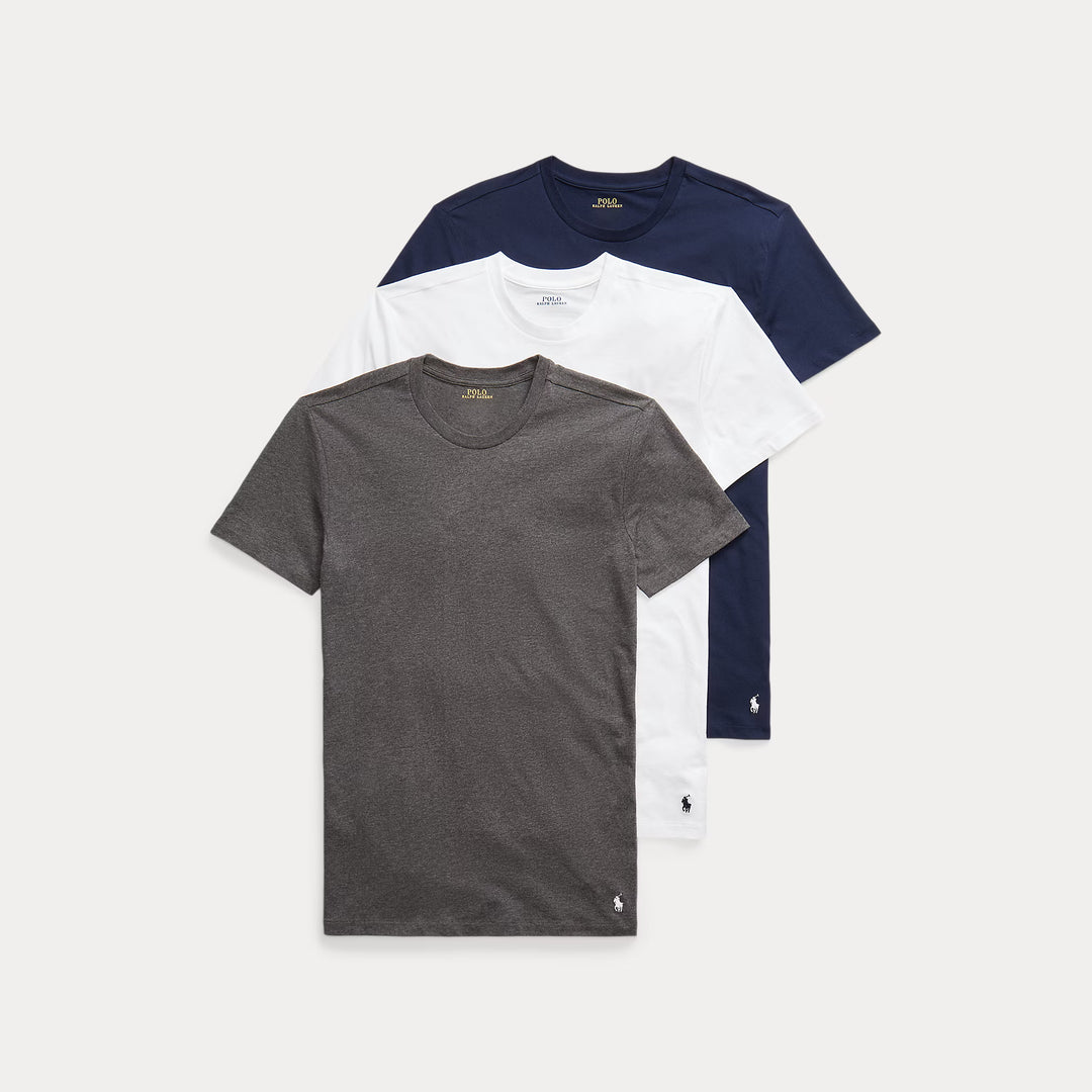 Ralph Lauren Herren 3er-Pack Rundhals-T-Shirts Slim-Fit in Navy/Weiß/Anthrazit
