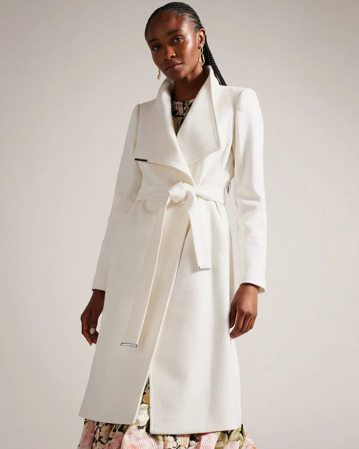 Ted Baker Rose Cappotto a Portafoglio in Lana con Cintura | Avorio