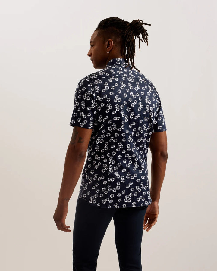Ted Baker Alfanso Slim Fit Φλοράλ Υποκάμισο | Σκούρο Μπλε